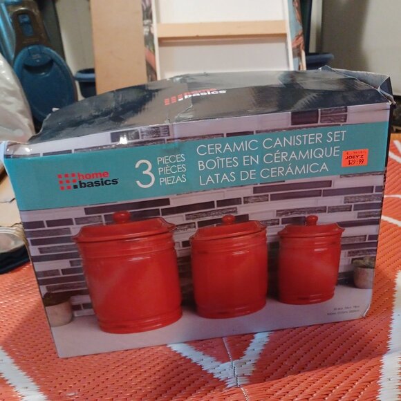 Home Basics 3 Piece Kitchen Canister Set Coffee, Sugar, Tea NEW - Picture 3 of 5